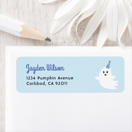 Spooky One Blue Ghost Halloween Rücksendeadresse (Insitu)