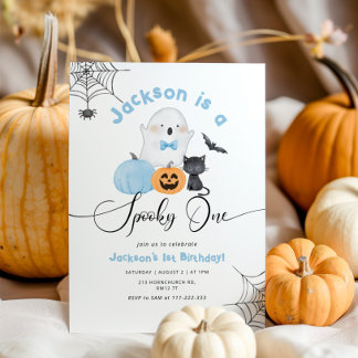 Spooky One Blue Halloween 1. Geburtstag eines Jung Einladung