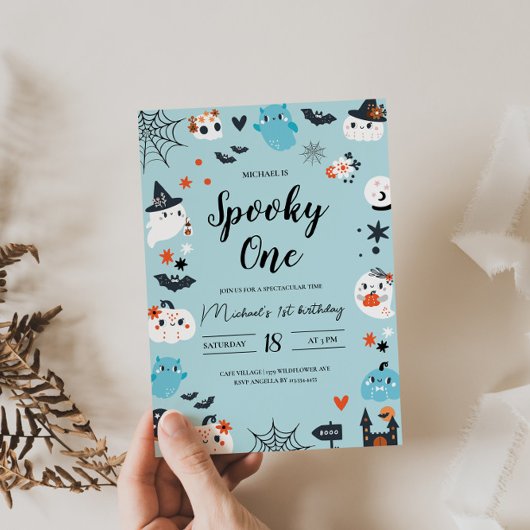 Spooky One Blue Halloween Einladung