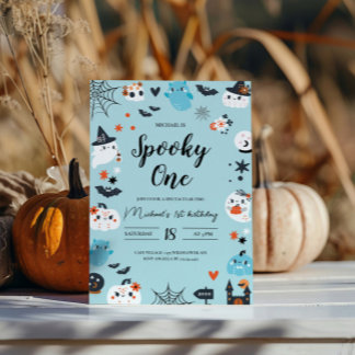 Spooky One Blue Halloween Einladung