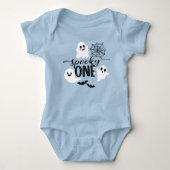 Spooky One Blue Halloween Ghost Baby Strampler (Vorderseite)