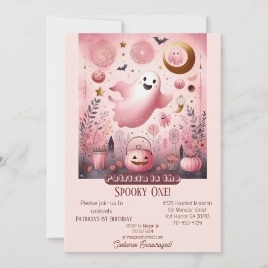 Spooky One Boo Crew Friendly Ghost Ghouls Geburtst Einladung (Vorderseite)