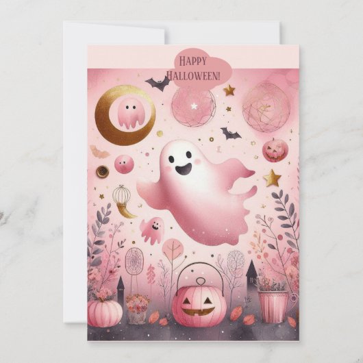 Spooky One Boo Crew Friendly Ghost Ghouls Geburtst Einladung (Rückseite)