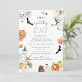 Spooky One Boo Ghost Halloween 1. Geburtstag Einladung (Stehend Vorderseite)