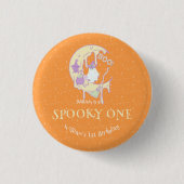Spooky One Boy Niedlich Ghost Halloween 1. Geburts Button (Vorderseite)