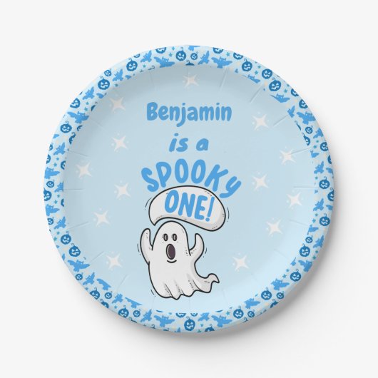 Spooky One Cute Funny Halloween Ghost 1st Birthday Pappteller (Vorderseite)