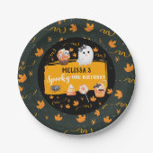 Spooky One Cute Halloween Birthday Pappteller (Vorderseite)