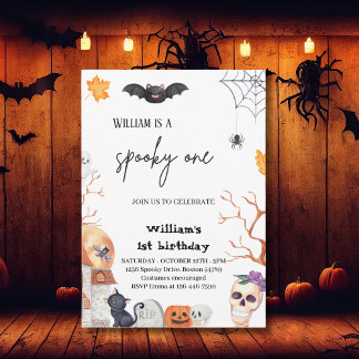 Spooky One Fledermaus Halloween Spinne 1. Geburtst Einladung