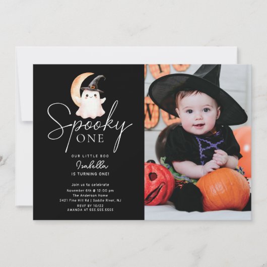 Spooky One Foto Geburtstag Einladung (Vorderseite)