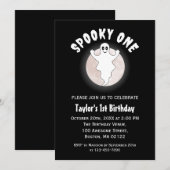 Spooky One Fun Halloween Ghost Erster 1. Geburtsta Einladung (Vorne/Hinten)