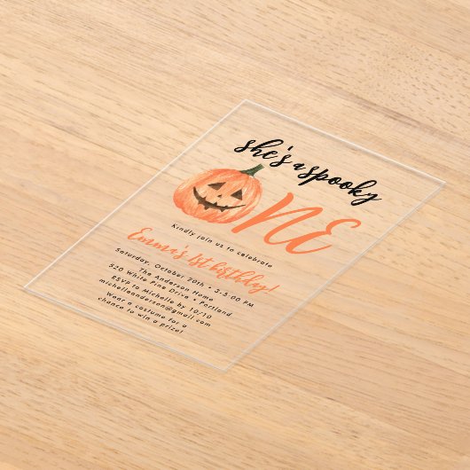 Spooky One Geburtstagsparty Acryleinladungen (Ablage )