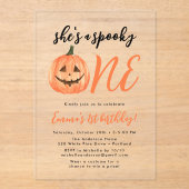 Spooky One Geburtstagsparty Acryleinladungen (Vorderseite)
