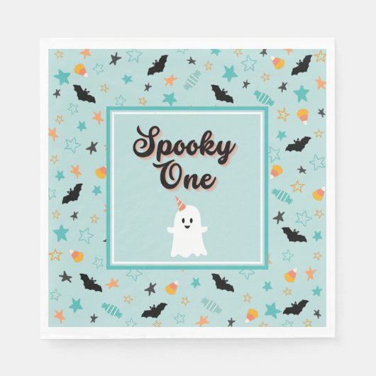 Spooky One Gender Neutral Halloween erster Geburts Serviette (Vorderseite)
