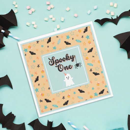 Spooky One Gender Neutral Halloween erster Geburts Serviette