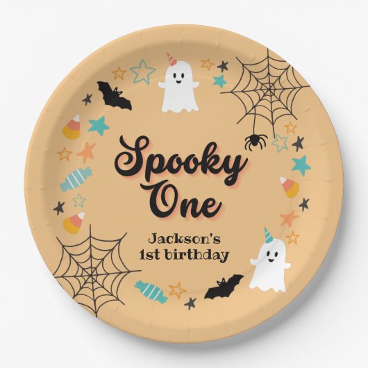 Spooky One Gender Neutral Halloween Party Pappteller (Vorderseite)