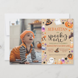 Spooky One Ghost 1. Geburtstag Halloween Einladung