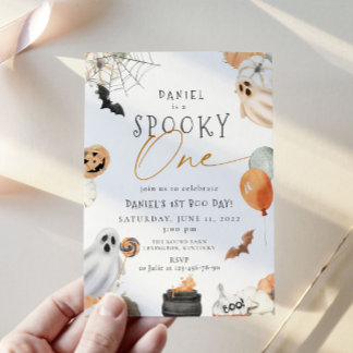 Spooky One Ghost 1. Geburtstag Halloween Einladung