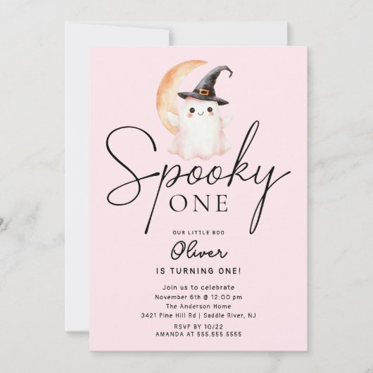 Spooky One Ghost Birthday Einladung (Vorderseite)