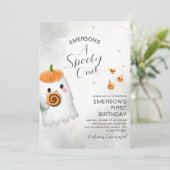 Spooky One Ghost First Birthday Party Einladung (Stehend Vorderseite)