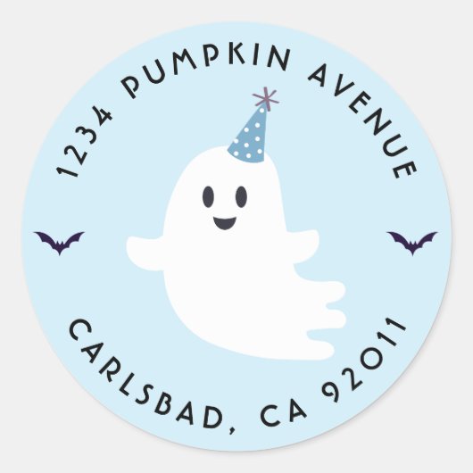 Spooky One Ghost Halloween Rücksendeadresse Runder Aufkleber (Vorderseite)