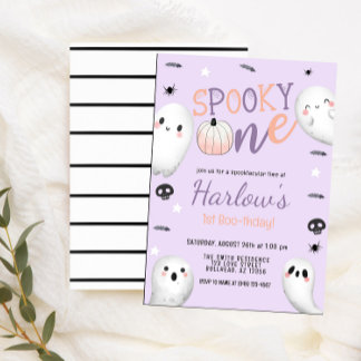 Spooky One Ghost Pastel Lila Halloween Geburtstag Einladung