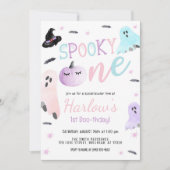 Spooky One Ghost Pastel Pink Halloween Geburtstag Einladung (Vorderseite)