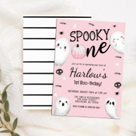 Spooky One Ghost Pastel Pink Halloween Geburtstag Einladung