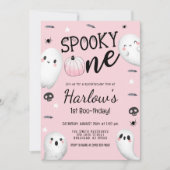 Spooky One Ghost Pastel Pink Halloween Geburtstag Einladung (Vorderseite)