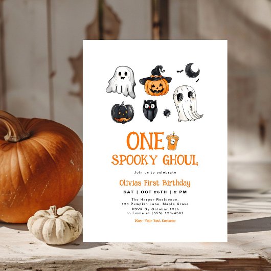 Spooky One Ghoul Halloween erster Geburtstag Einladung