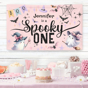 Spooky One Girl Niedlich Ghost Halloween 1. Geburt Banner