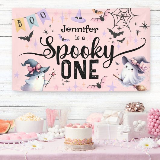 Spooky One Girl Niedlich Ghost Halloween 1. Geburt Banner