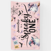 Spooky One Girl Niedlich Ghost Halloween 1. Geburt Banner (Vertikal)