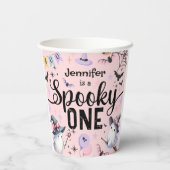 Spooky One Girl Niedlich Ghost Halloween 1. Geburt Pappbecher (Rückseite)