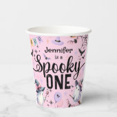 Spooky One Girl Niedlich Ghost Halloween 1. Geburt Pappbecher (Rückseite)