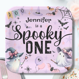 Spooky One Girl Niedlich Ghost Halloween 1. Geburt Pappteller