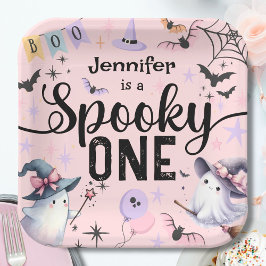 Spooky One Girl Niedlich Ghost Halloween 1. Geburt Pappteller