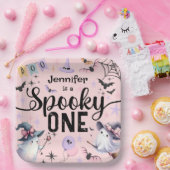 Spooky One Girl Niedlich Ghost Halloween 1. Geburt Pappteller (Party)