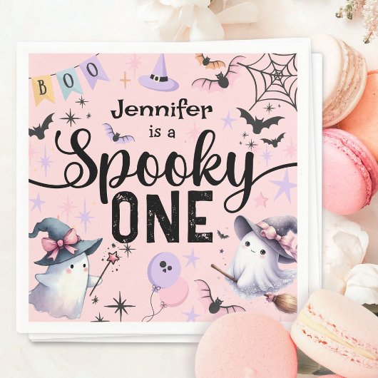 Spooky One Girl Niedlich Ghost Halloween 1. Geburt Serviette