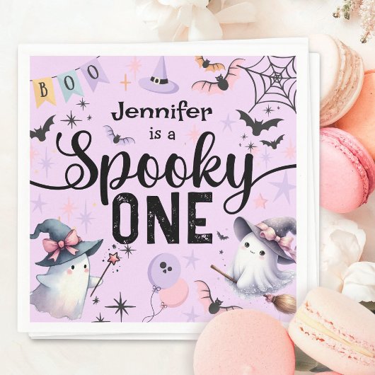 Spooky One Girl Niedlich Ghost Halloween 1. Geburt Serviette