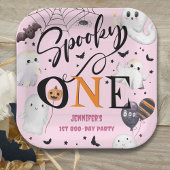 Spooky One Girl Pink Halloween 1. Geburtstag Pappteller