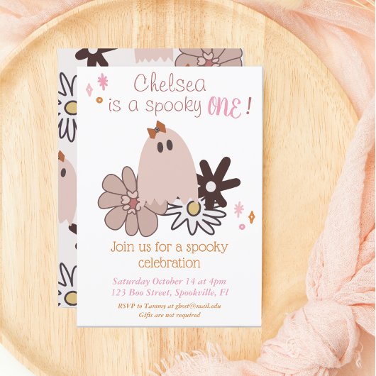 Spooky One Girls erster Geburtstag Einladung