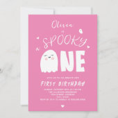 Spooky One Girls Pink Ghost Halloween 1. Geburtsta Einladung (Vorderseite)