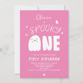 Spooky One Girls Pink Ghost Halloween 1. Geburtsta Einladung