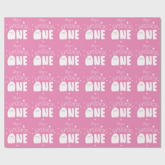 Spooky One Girls Pink Ghost Halloween 1. Geburtsta Geschenkpapier (Flach)