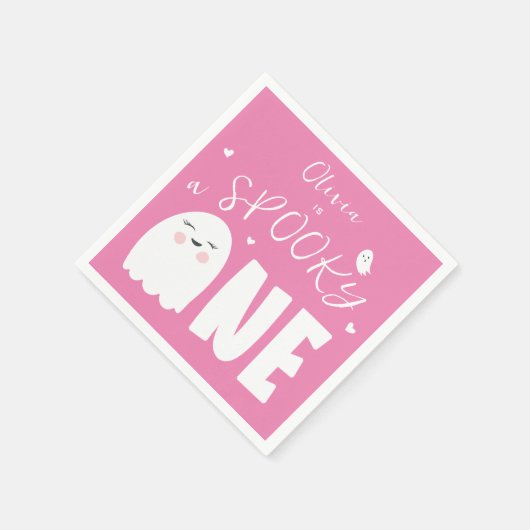 Spooky One Girls Pink Ghost Halloween 1. Geburtsta Serviette (Ecke)