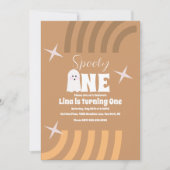 Spooky One Groovy Ghost Halloween Brown Einladung (Vorderseite)