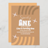 Spooky One Groovy Ghost Halloween Brown Einladung (Vorne/Hinten)