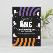 Spooky One Groovy Ghost Halloween Geburtstag Einladung (Stehend Vorderseite)