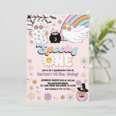 Spooky One Groovy Ghost Hippie Halloween Geburtsta Einladung (Stehend Vorderseite)