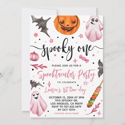 Spooky One Halloween 1. Geburtstag Einladung (Vorderseite)
